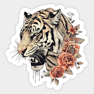 Vintage Tiger Head Tattoo Sticker